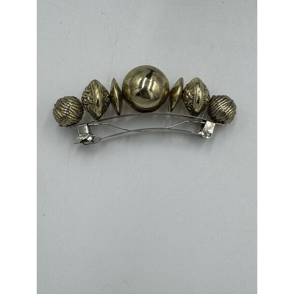 Vintage Gold Tone Plastic Beaded Barrette